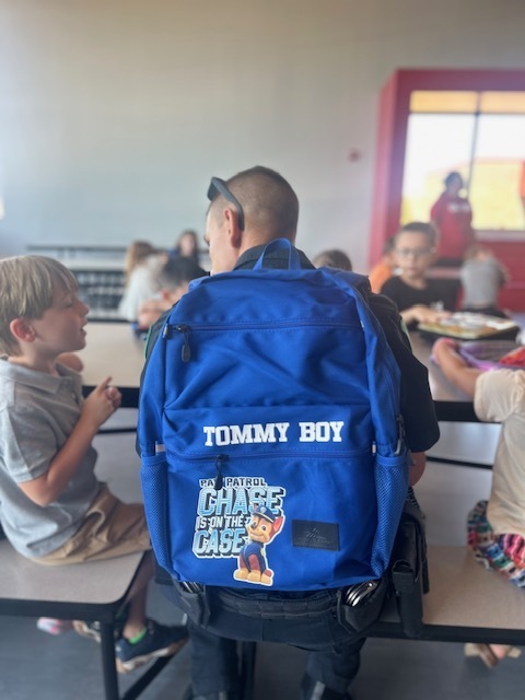 Officer Moree and his new backpack
