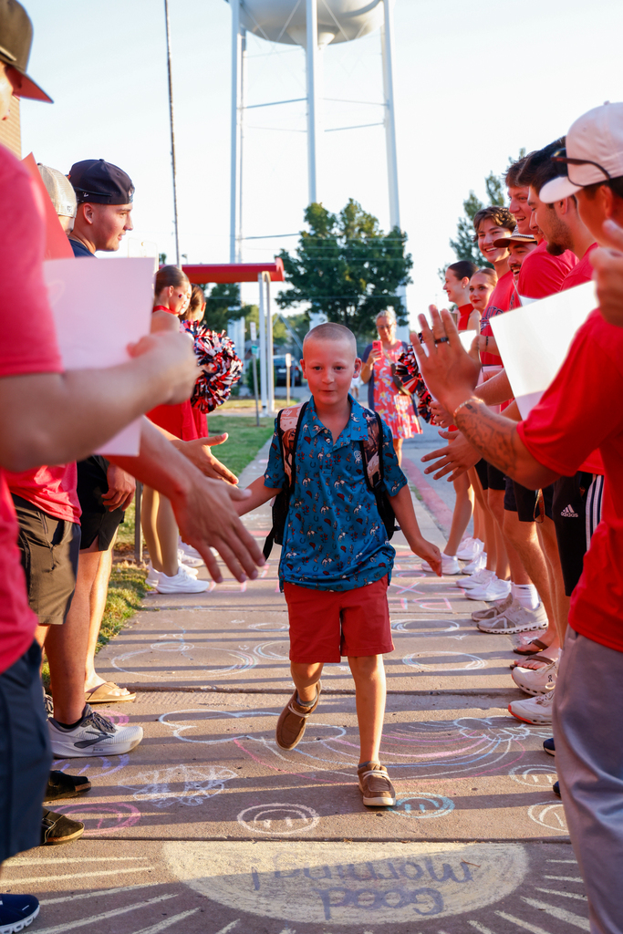 elementary  kids walking in