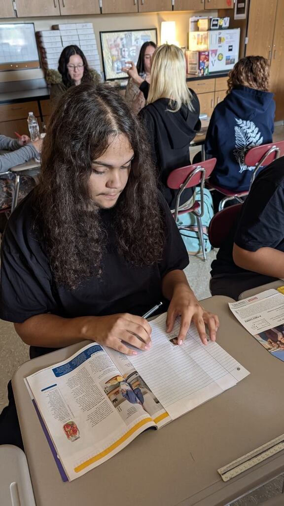 What happens when students stop settling for “good enough” words? They get creative. In Mrs. Andrews's Creative Writing class at CHS, students are sharpening their word choice through hands-on activities: decorating hands with powerful verbs and using tiny 1-inch-by-1-inch frames to zoom in on the world around them. The challenge? Look closely. Notice the minute details. Choose precise, vivid words that bring those details to lifebecause powerful writing starts with powerful words.