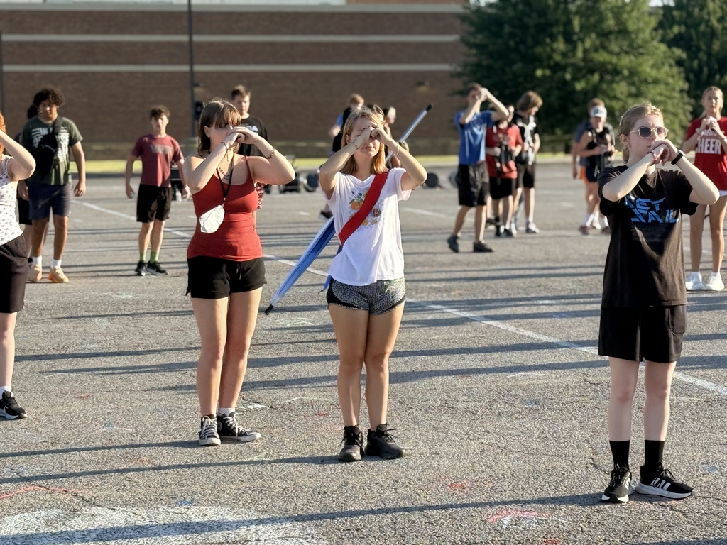 Band students outside for morning rehearsal.