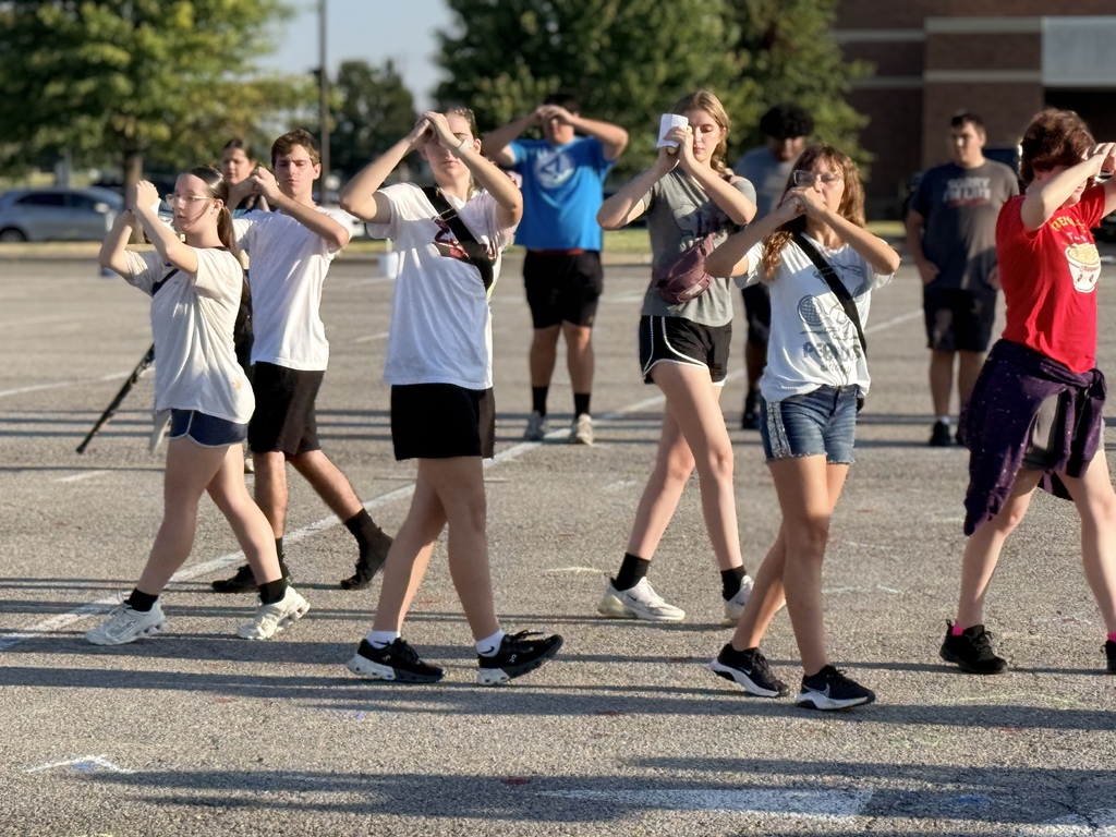 Band students working on their marching form in first hour.
