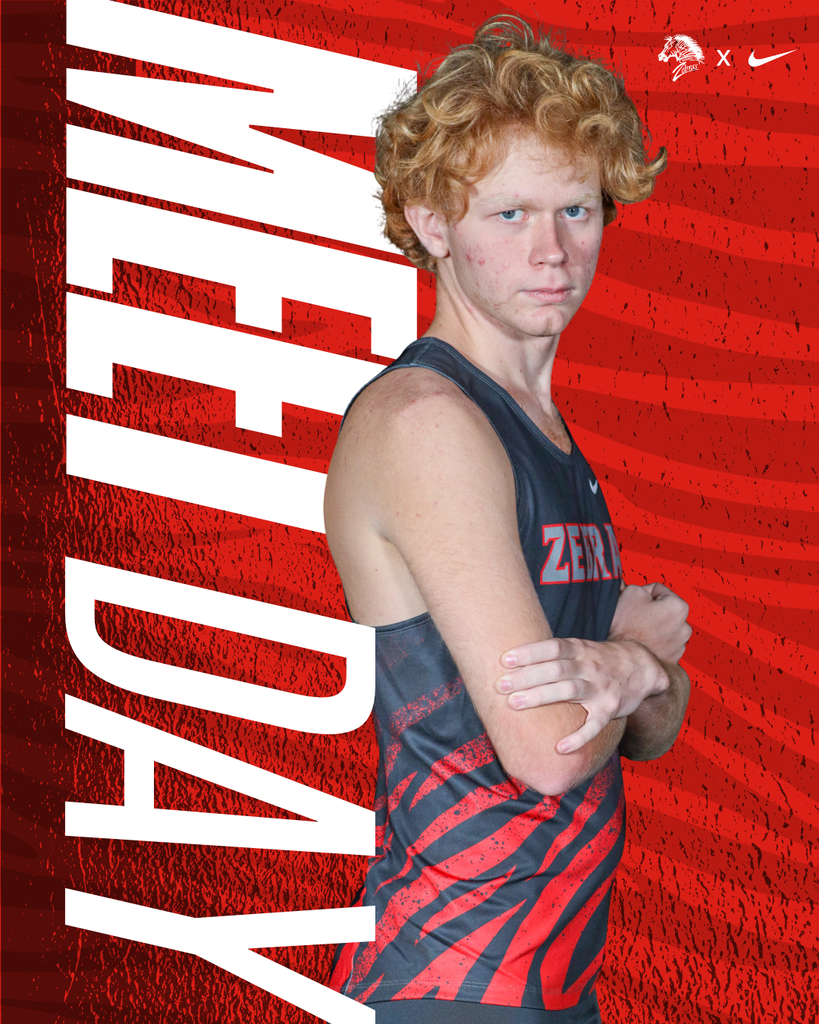 Cross country runner on game day graphic