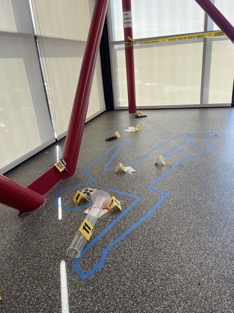 🔎 Biomed Students Investigate a Crime Scene! 🧬  Our Biomed PBS students are putting their forensic skills to the test! A fictional crime scene has been created, and students are using evidence and forensic techniques to piece together what happened.  Right now, students are learning to observe, document, and sketch the scene. Their sketches must be scaled and reproducible—just as they would need to be for use in a real court case.