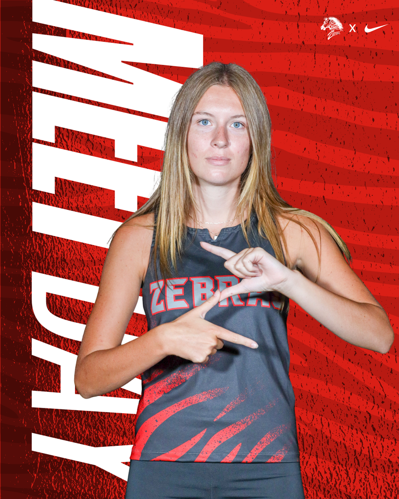 Cross country runner on game day graphic