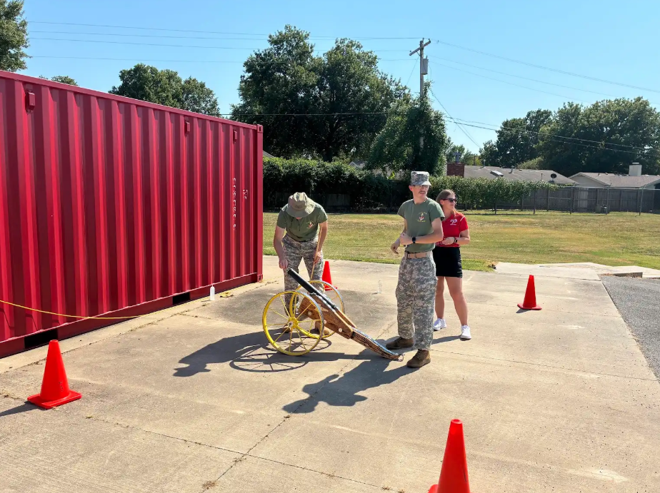 🏈 Have you been to a football game lately and heard the new cannon? ⚓  Before football season kicked off, Superintendent Bryan Frazier and Principal Brooke Lee each had the honor of test-firing the new Claremore NJROTC ceremonial cannon!  Our cadets worked hard to prepare the Cannon Detail, and now they’re bringing a little extra school spirit to game nights!