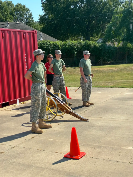 🏈 Have you been to a football game lately and heard the new cannon? ⚓  Before football season kicked off, Superintendent Bryan Frazier and Principal Brooke Lee each had the honor of test-firing the new Claremore NJROTC ceremonial cannon!  Our cadets worked hard to prepare the Cannon Detail, and now they’re bringing a little extra school spirit to game nights!