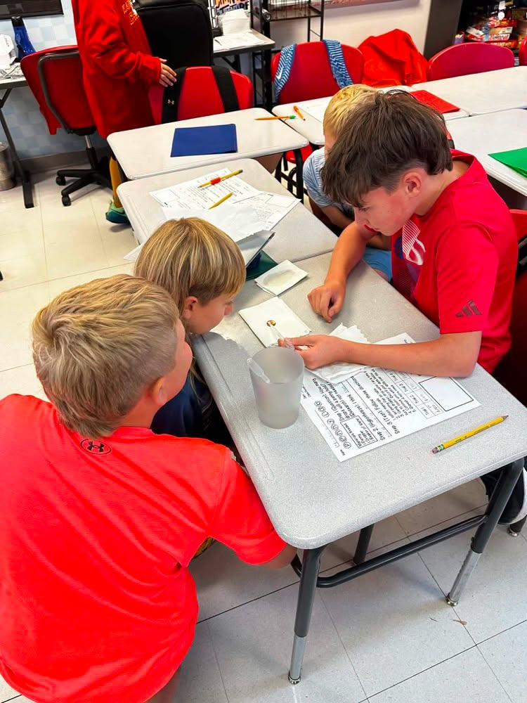 Students doing experiments with pennies