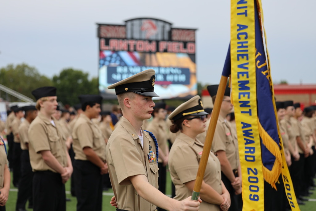 NJROTC Cadet holding flag