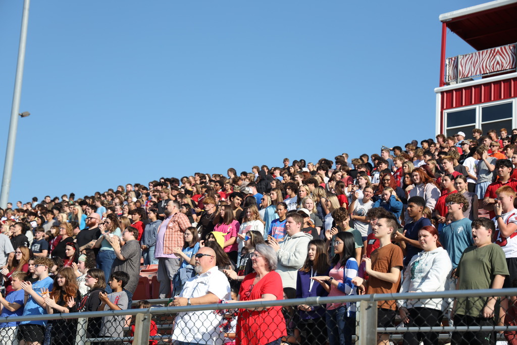 Lot of people in the stands watching
