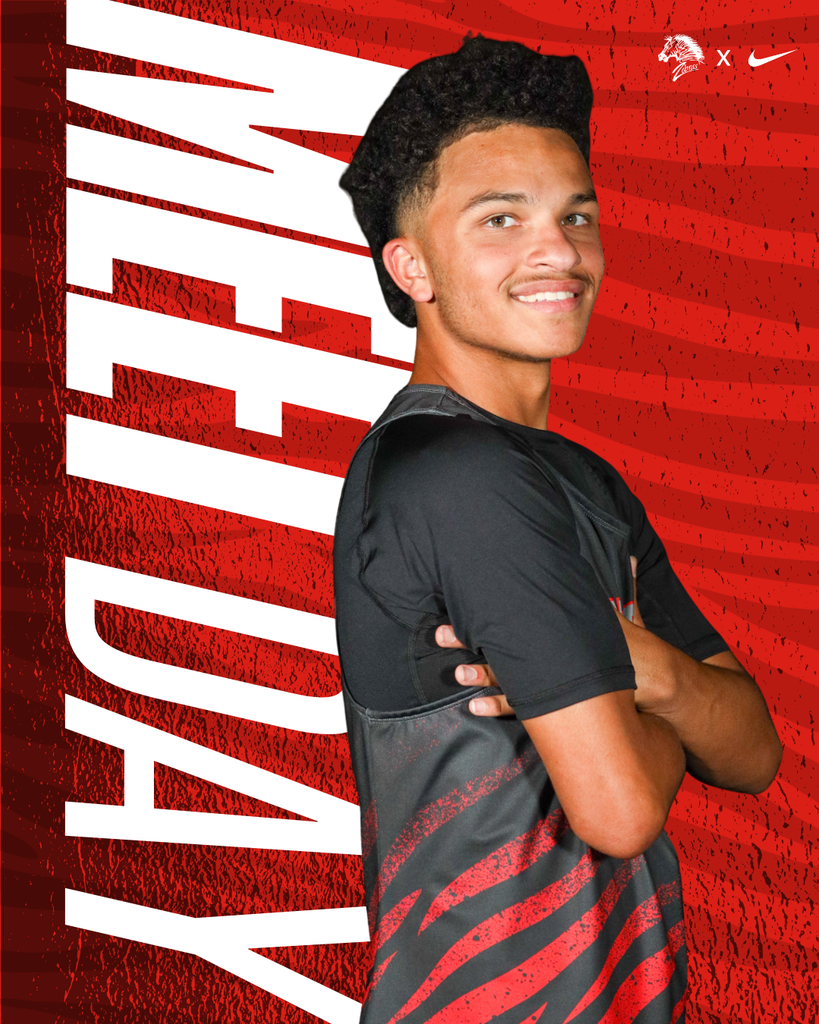 Cross country runner on game day graphic
