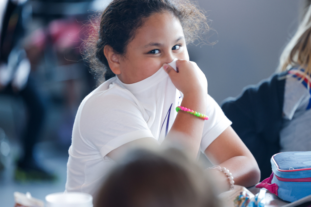 Elementary student disgusted by the sight of squid ink pasta.