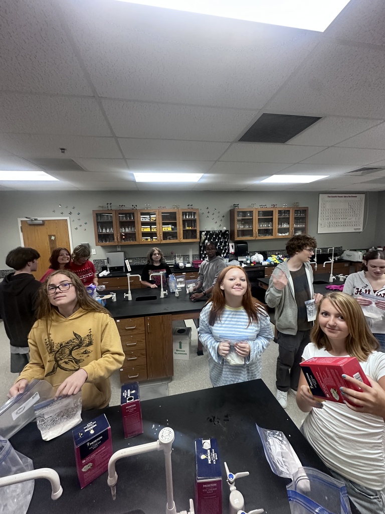 🍦🧪 Chemistry you can taste!  Pre-AP Chemistry students took some time to apply what they’ve been learning to real life by making ice cream while studying chemical reactions and phase changes.  It’s one thing to learn about chemistry in a textbook, but it’s even better when you can see it—and taste it—in action! 🍨  Science is always more fun when you get to make it yourself!