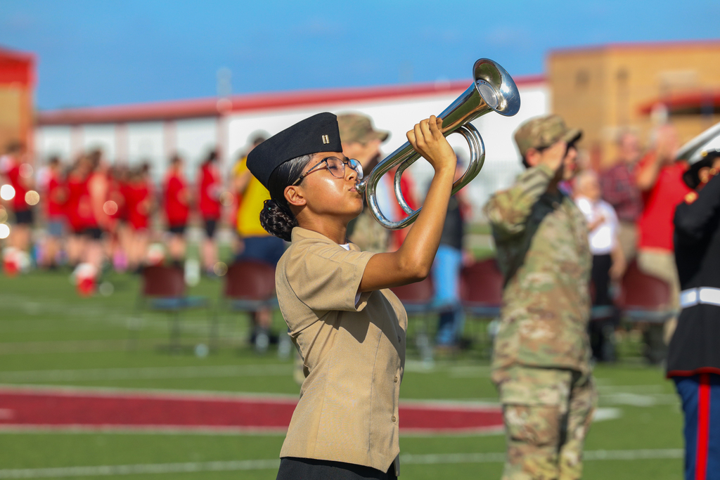 NJROTC Member playing Taps