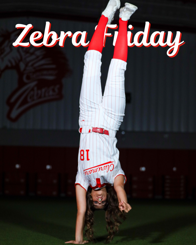 Softball player doing handstand for Zebra Friday
