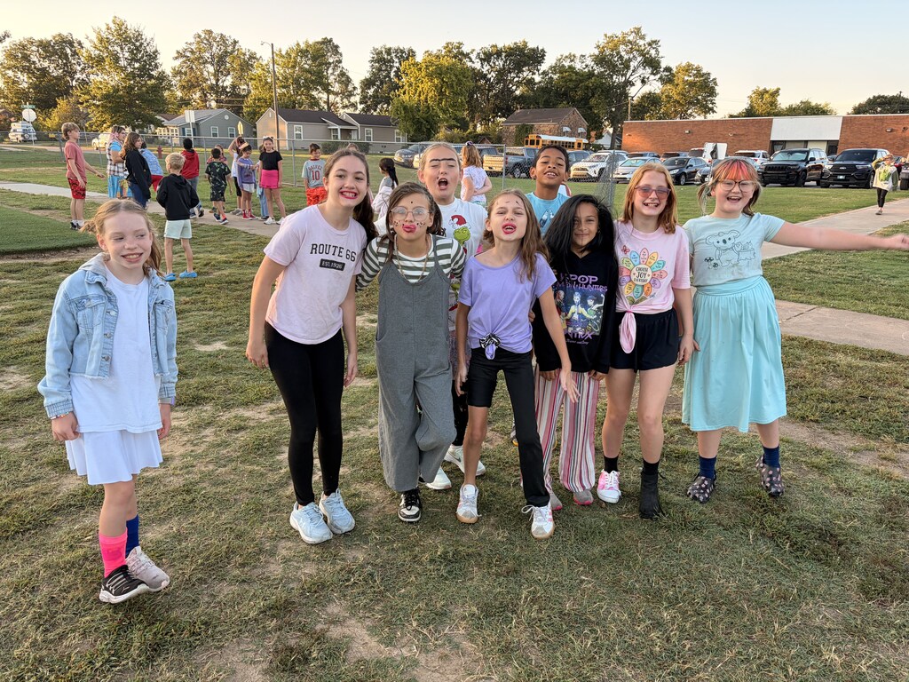 Group of students wearing wacky Wednesday gear