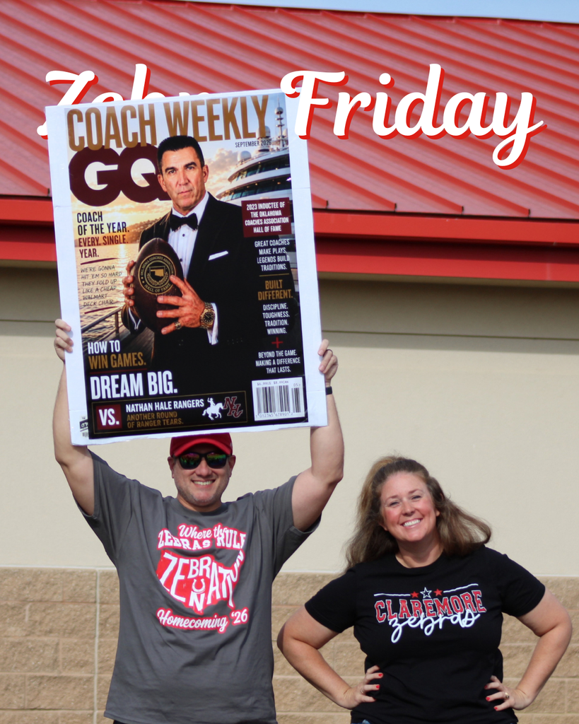 Teacher with Coach Hurt poster on Zebra Friday graphic
