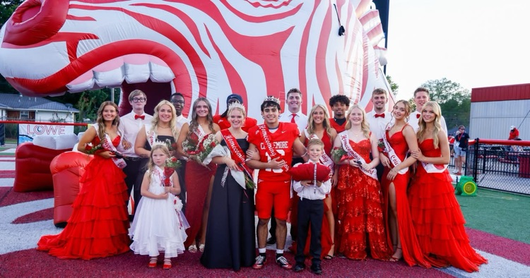homecoming court in front of the Claremore zebra tunnel.