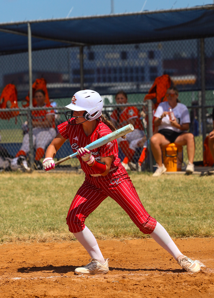 Softball player bunting 