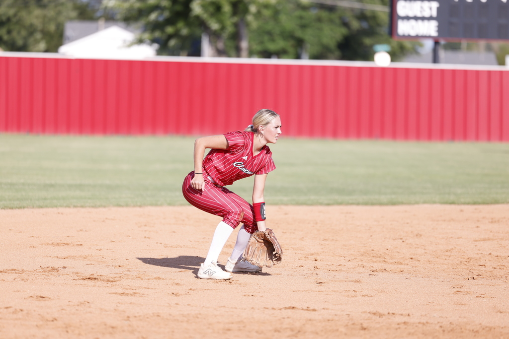 Softball player in ready position
