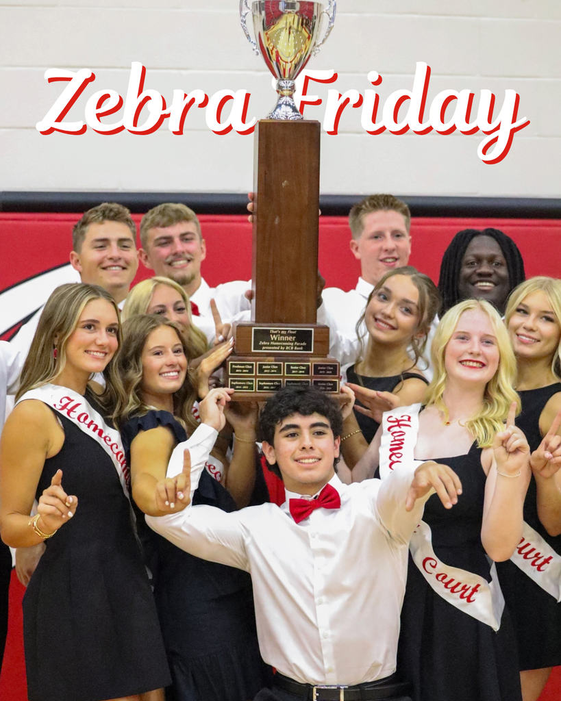 Homecoming Court celebrate with the parade trophy.
