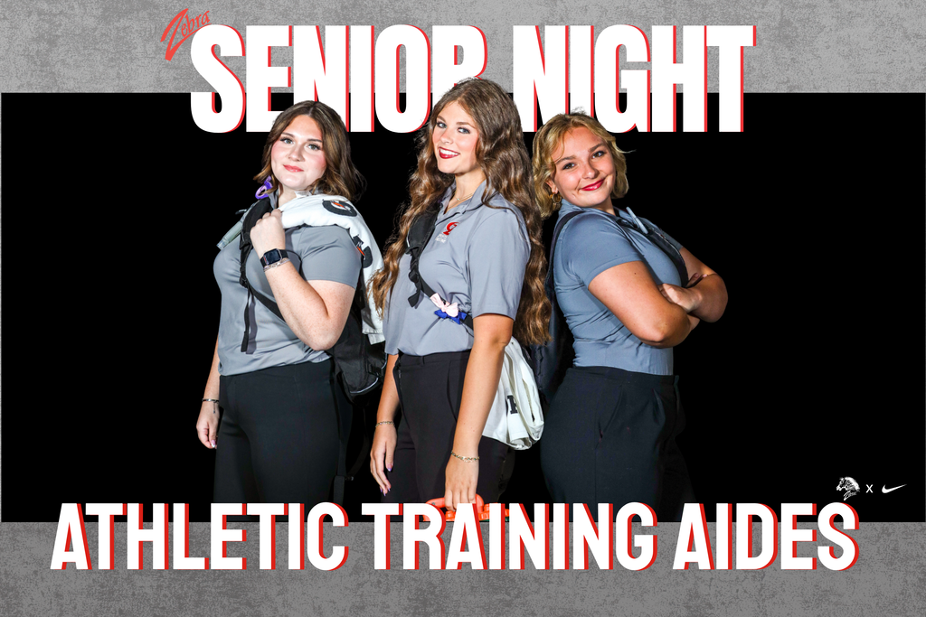 Senior Athletic Training Student Aides on senior night graphic