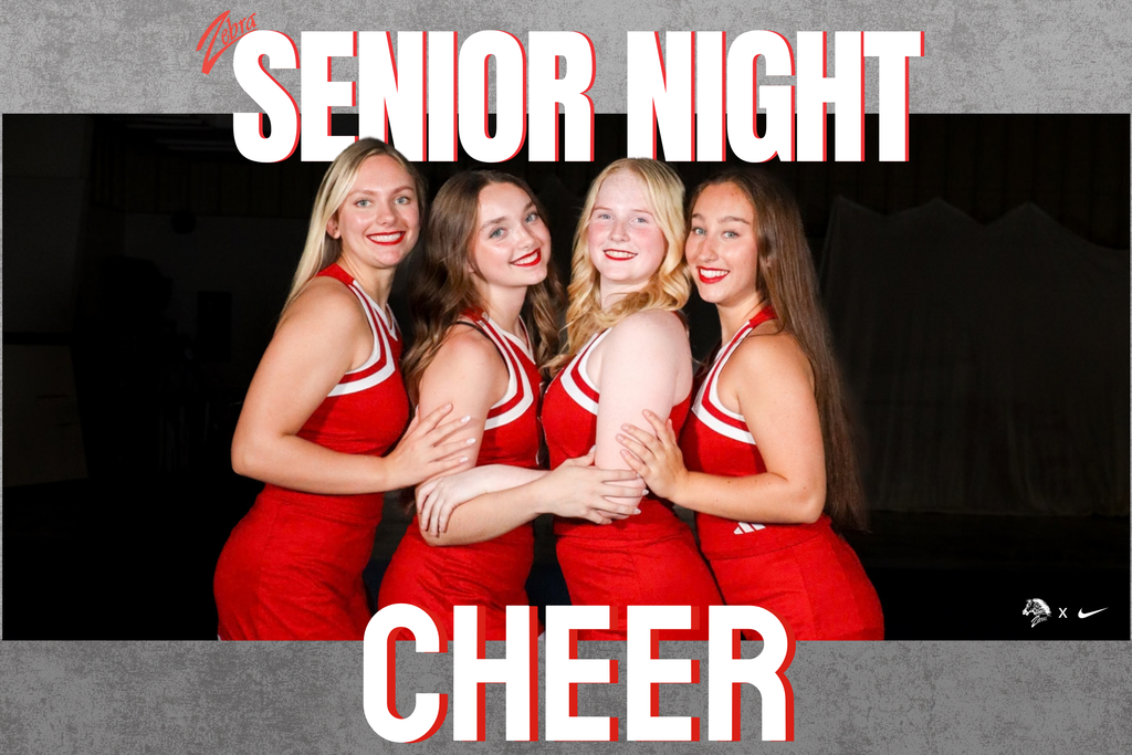 Senior Cheerleaders on senior night graphic
