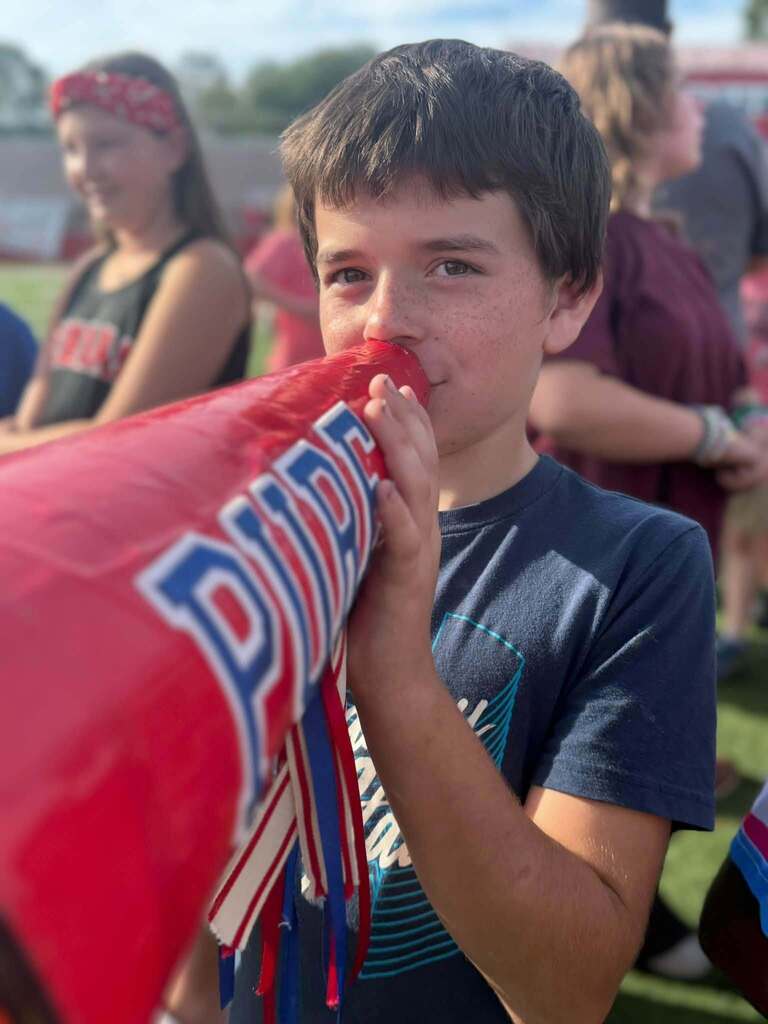 student holding megaphone