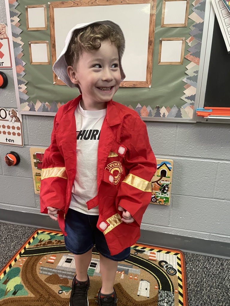 student dressed as a firefighter