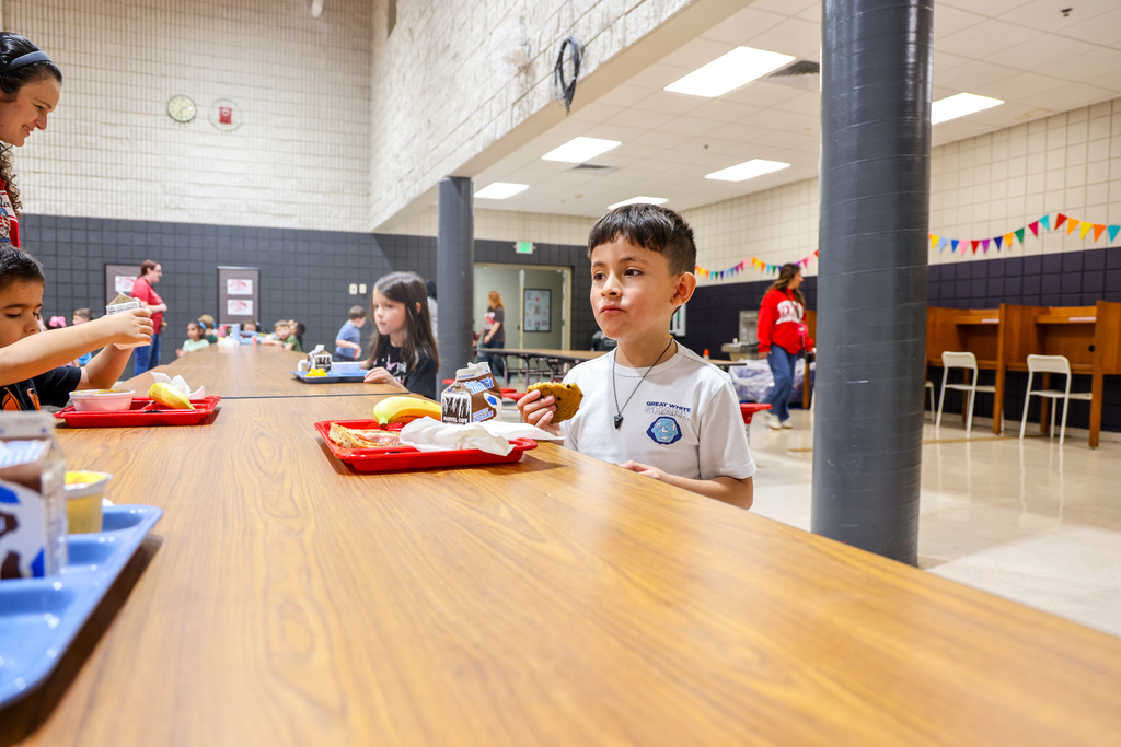 Student eating circus themed lunch