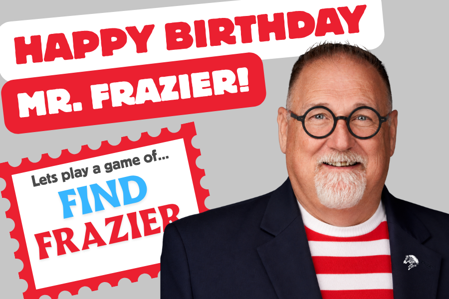 Happy Birthday, Mr. Frazier! Find Frazier game graphic.