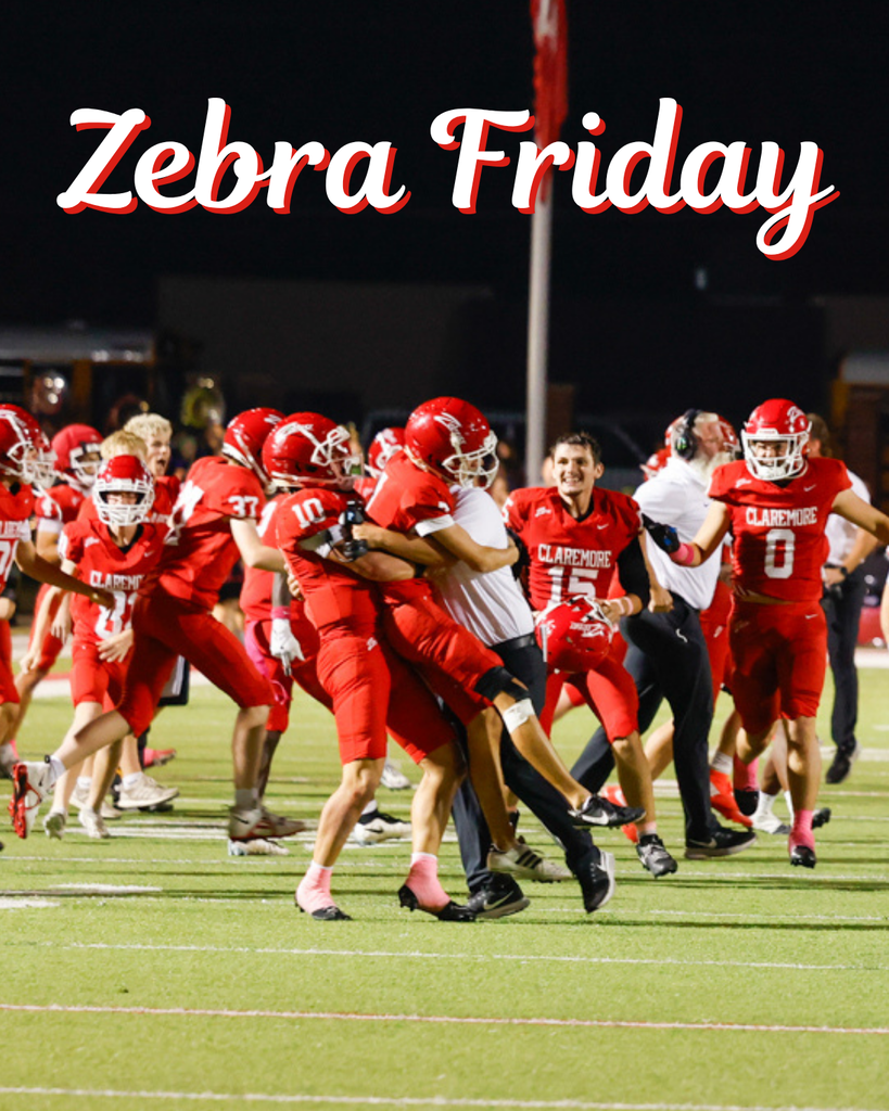 Zebra football team celebrating on Zebra Friday graphic.