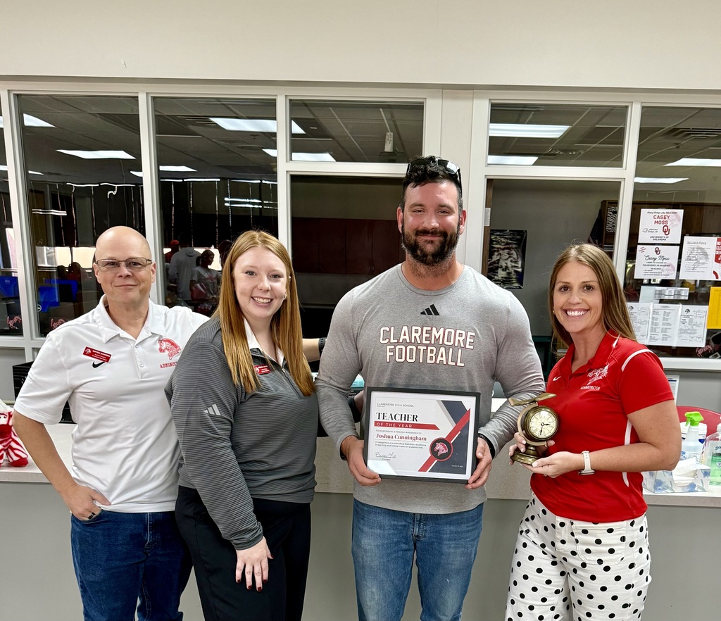 We are proud to announce that Claremore High School’s 2026–2027 Teacher of the Year is Mr. Joshua Cunningham! ❤️🤍  A proud Claremore High School graduate himself, Mr. Cunningham now serves as both an Aviation Instructor and Coach at CHS, making an incredible impact on our students both in the classroom and beyond!  As one of the driving forces behind the launch of our aviation program, Mr. Cunningham has played a key role in getting it off the ground (literally! ✈️). His passion, dedication, and vision have helped turn a brand-new program into something truly special. In just its second year, the CHS Aviation Program is thriving, with students already earning recognition on a statewide stage and the program making a name for itself in aviation circles across Oklahoma!  Mr. Cunningham has helped create opportunities for our students that extend far beyond the classroom, opening doors and inspiring them to explore futures they may have never imagined.  There is something special about seeing a former Zebra return to CHS and make such a lasting impact on the next generation. We are incredibly proud of what Mr. Cunningham has accomplished and can't wait to see where he takes this program next!  Congratulations, Mr. Cunningham! Thank you for your dedication to our students and for showing everyone what it means to be a Zebra!