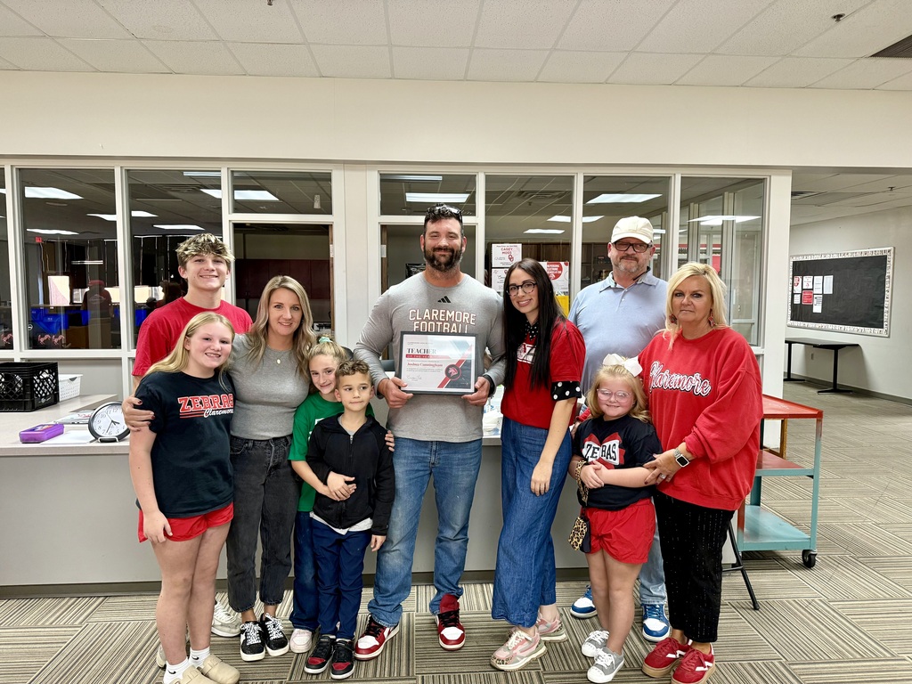 We are proud to announce that Claremore High School’s 2026–2027 Teacher of the Year is Mr. Joshua Cunningham! ❤️🤍  A proud Claremore High School graduate himself, Mr. Cunningham now serves as both an Aviation Instructor and Coach at CHS, making an incredible impact on our students both in the classroom and beyond!  As one of the driving forces behind the launch of our aviation program, Mr. Cunningham has played a key role in getting it off the ground (literally! ✈️). His passion, dedication, and vision have helped turn a brand-new program into something truly special. In just its second year, the CHS Aviation Program is thriving, with students already earning recognition on a statewide stage and the program making a name for itself in aviation circles across Oklahoma!  Mr. Cunningham has helped create opportunities for our students that extend far beyond the classroom, opening doors and inspiring them to explore futures they may have never imagined.  There is something special about seeing a former Zebra return to CHS and make such a lasting impact on the next generation. We are incredibly proud of what Mr. Cunningham has accomplished and can't wait to see where he takes this program next!  Congratulations, Mr. Cunningham! Thank you for your dedication to our students and for showing everyone what it means to be a Zebra!