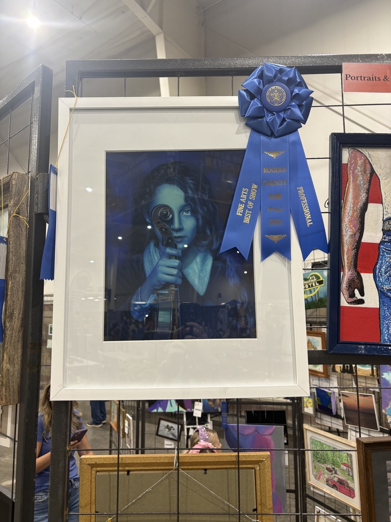 Zebra Talent on Display at the Rogers County Fair! Congratulations to CHS student Kellie Stuard and art teacher Mrs. Hoffer for both earning 1st Place AND Best of Show in their respective divisions at the Rogers County Fair! 🏆👏 Kellie's incredible pastel drawing of a lion was so realistic that it even had a tag letting viewers know it was a drawing and NOT a photograph! 🤯🦁 Mrs. Hoffer also showcased her amazing talent with a beautiful pastel portrait of a girl in blue. We love seeing the artistic talent of both our students and teachers recognized in our community! Way to represent CHS!