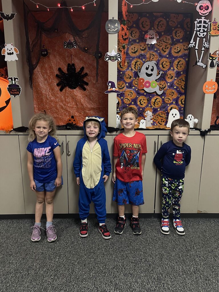 students wearing blue or pjs