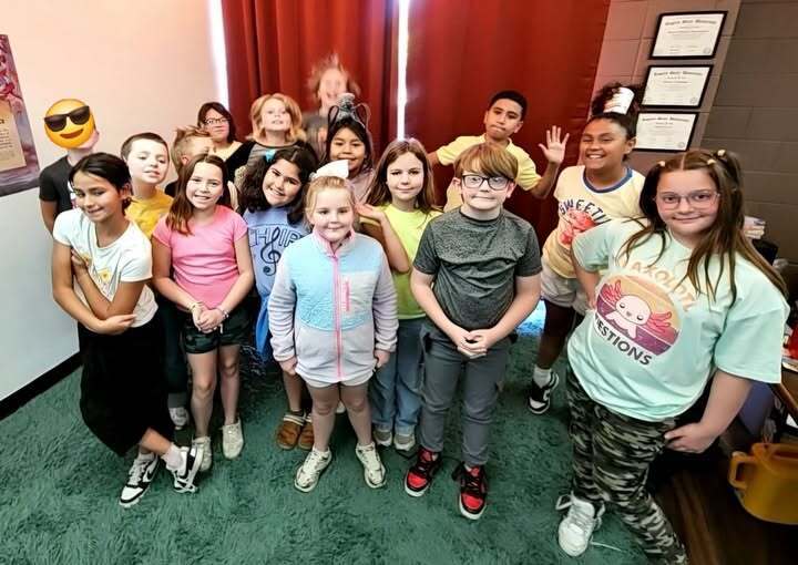multiple students with yellow and crazy hair