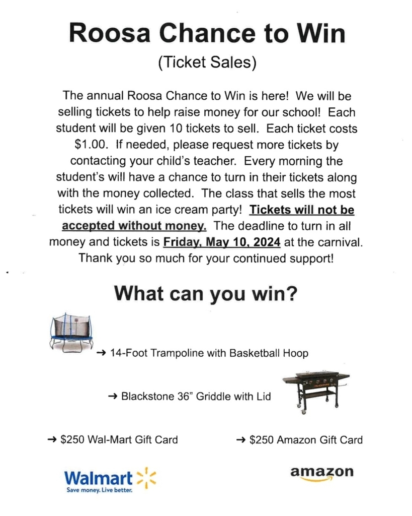 Roosa raffle ticket. graphic has same info as listed in post