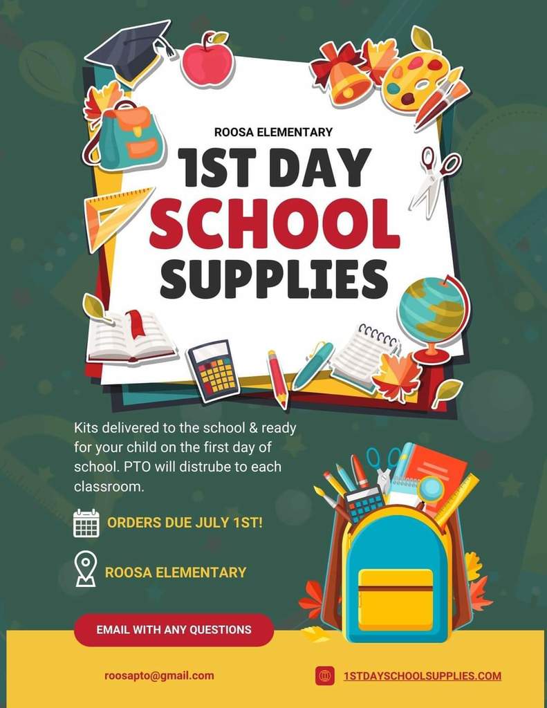 school supply pre-order list. orders due July 1, kits delivered directly to the school
