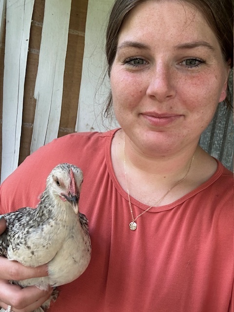 Mrs. Hamilton and her chicken