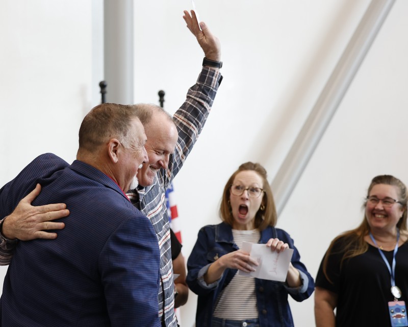 teahers smiling and crying