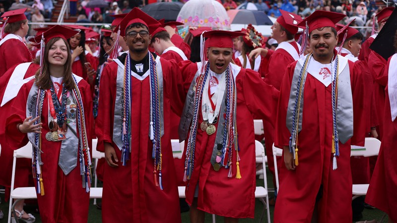 seniors in their cap & gown 