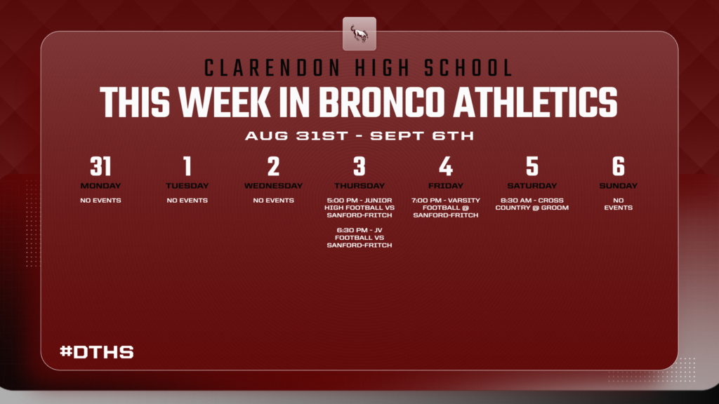Bronco Athletics weekly schedule