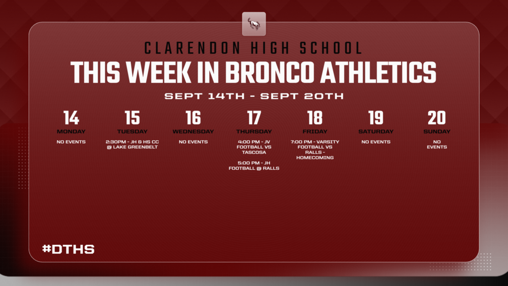 Bronco Athletics weekly schedule