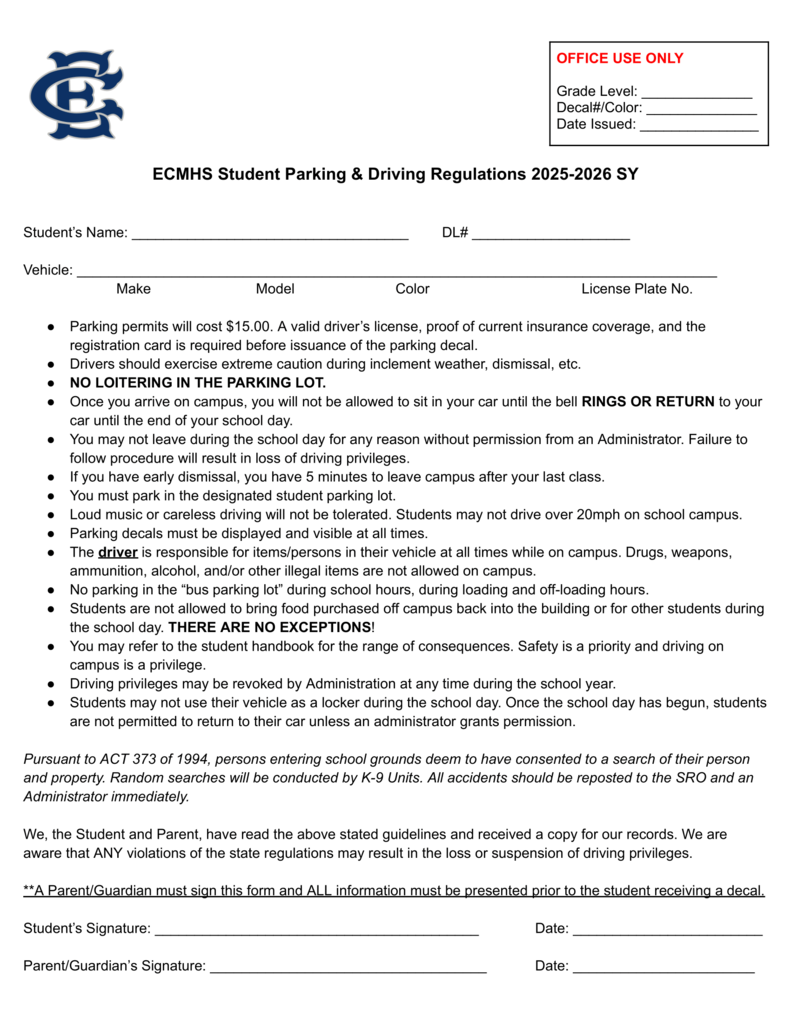 student parking