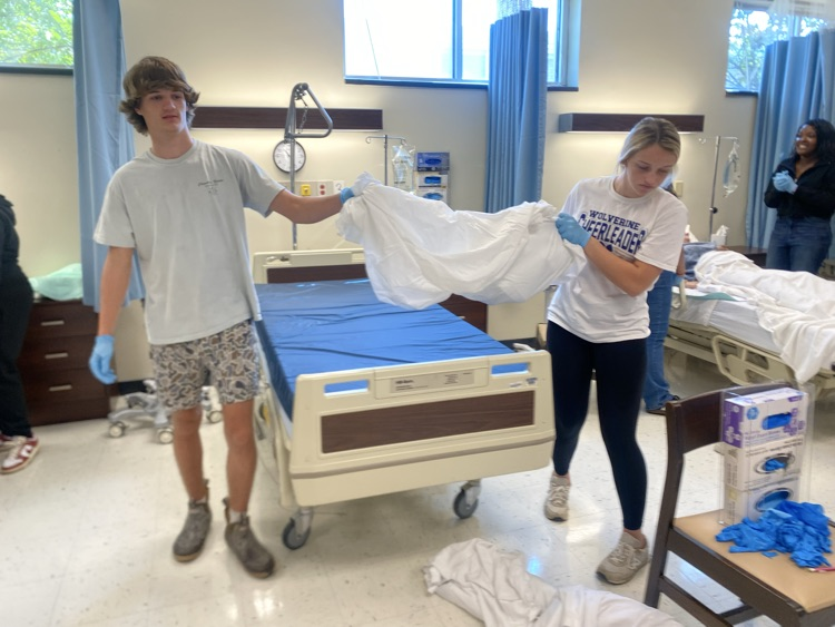 Spann Health Science I making beds