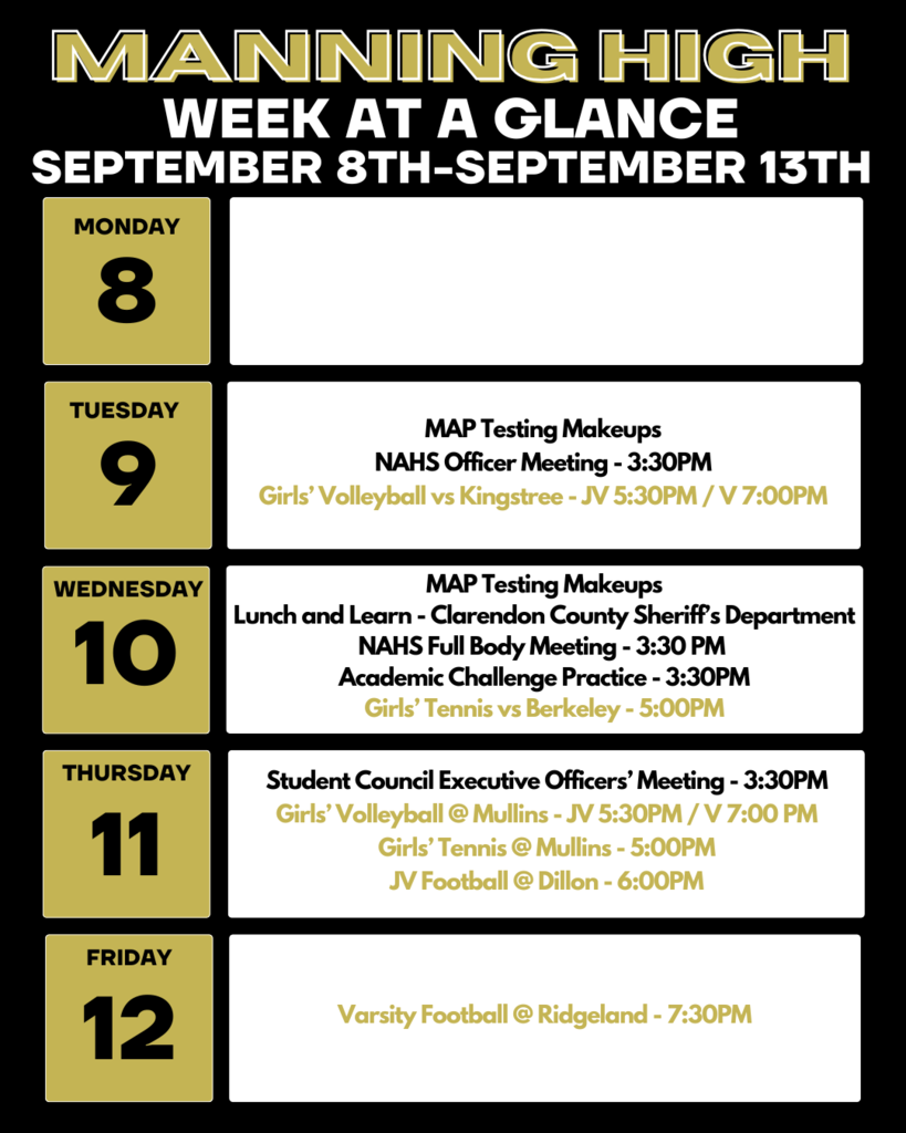 Week at glance 9/8