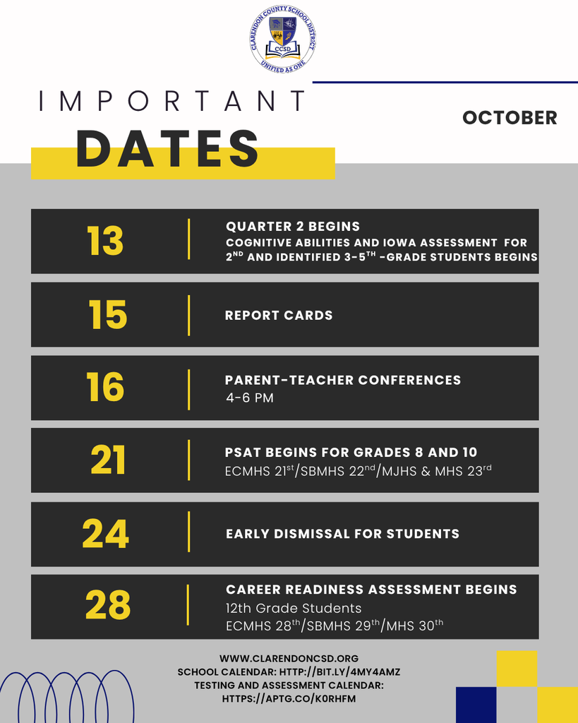 October Important Dates