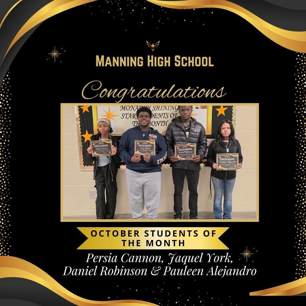 Monarchs Shining Star Students of the Month for the month of October