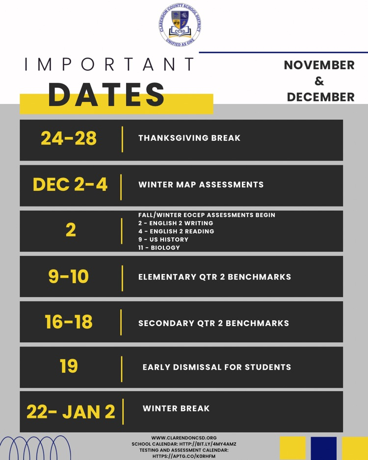 Nov Dec Important Dates