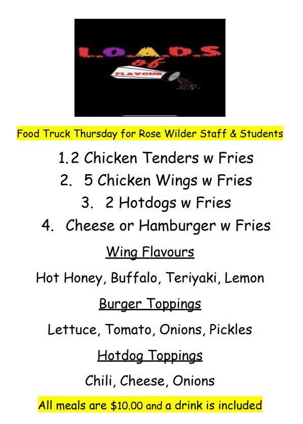 Food Truck Thursday Menu